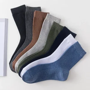 Custom Men’s Formal Dress Socks High Quality Cotton Classic Business Suit Socks Breathable Plain Style Anti Slip Bottom