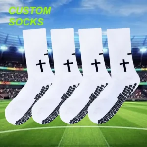Custom Men’s High-Crew Compression Sports Socks Cushioned Eco-Friendly Breathable Sweat-Absorbent Quick Dry Soccer Spring