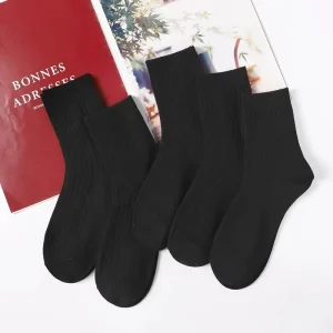 Custom Men’s High Quality Business Tube Socks Solid Color Double Needle Sweat Absorption Deodorization Light Weight