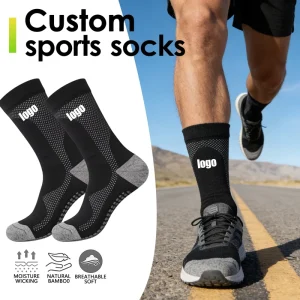Custom Men’s Non-Slip Athletic Crew Socks Moisture Wicking & Breathable for Running Soccer Cycling CE Certified