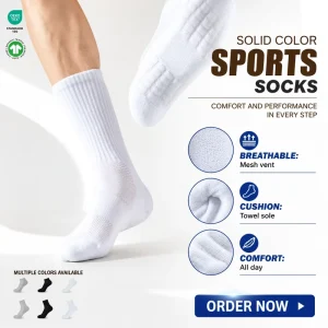 Custom Men’s Professional Sports Basketball Thick Socks Breathable Tube Cotton Absorbent Anti-Bacterial Feature