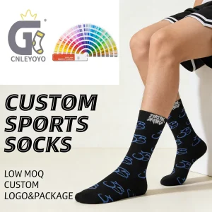 Custom Men’s Sports Socks Crew Jacquard Knit Socks with Logo Low MOQ Custom Design Socks