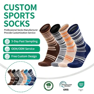 Custom Men’s Women’s Wool Nylon Thermal Socks Breathable Winter Outdoor Exercise Hiking Knee High Hand Knitted Bottom