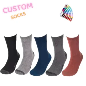 Custom Men’s Wool Socks With Fleece High Quality Crew Plus Print Logo Breathable and Sweat Absorbent Quick Dry for Adults