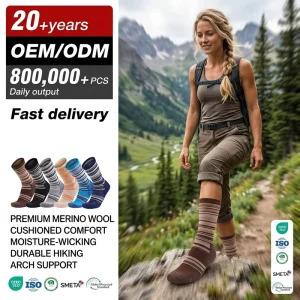 Custom Men’s and Women’s Merino Wool Thermal Socks Breathable Outdoor Exercise Hiking Wool Socks with Youth Print Pattern