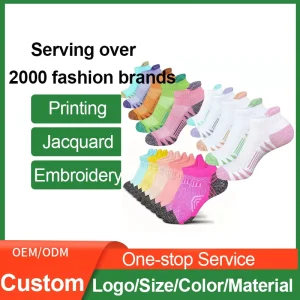 Custom Merino Wool Ankle Hiking Running Socks Compression Thick Cushion Breathable No Show Socks for Men Women