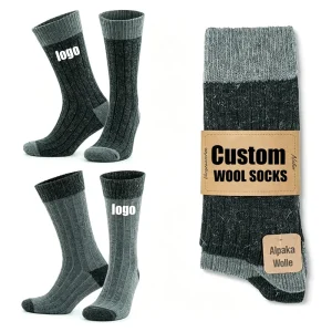 Custom Merino Wool Mid Calf Socks Thick Thermal Warm Soft Breathable Outdoor Hiking Daily Casual Business CE Certified OEM