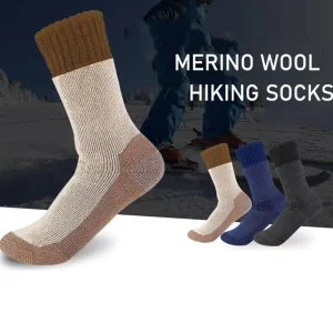 Custom Merino Wool Outdoor Thick Warm Cashmere Thermal Winter Crew Socks for Skiing Hiking Mountaineering