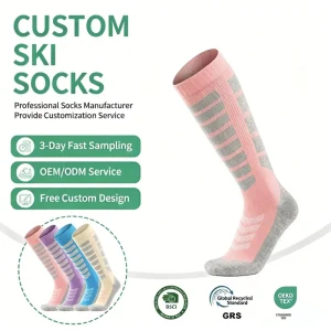 Custom Merino Wool Ski Socks Knee Length Thick Warm Breathable Winter Outdoor Sports Wool Ski Socks