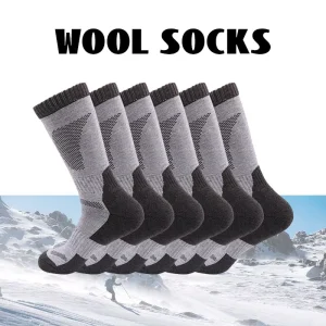 Custom Merino Wool Ski Socks Men Thick Thermal Winter Snow Socks Athletic Crew Socks