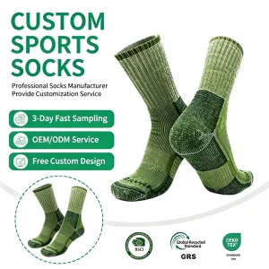 Custom Mid-Calf Merino Wool Sports Socks Crew Height Thickened Snow Outdoor Hiking Socks Cross-Border Towel Bottom Winter