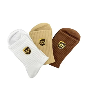 Custom Newest Design UPS Logo Brown Anklet Socks High Quality Socks