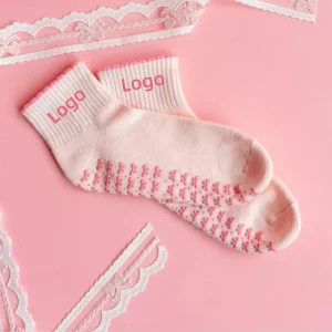 Custom Non slip Crew Plaid Anti bacterial Summer Knitted Sports Socks with Cuff Logo