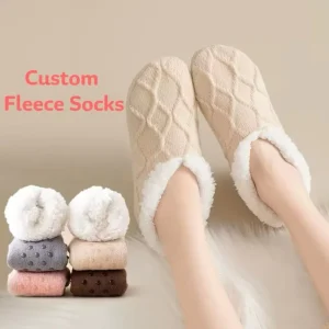Custom Novelty Short Ankle Acrylic Fleece Socks with Cuff Detail Winter Home Floor Warm Thermal Cozy Daily Use