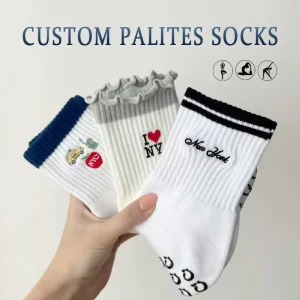 Custom Pattern Embroidered Yoga Pilates Socks Outdoor Sports Socks Non slip Breathable Sweat absorbing