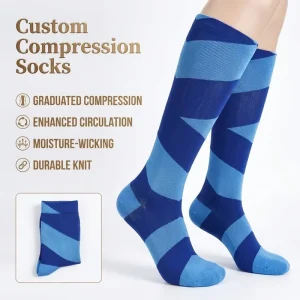 Custom Patterned Compression Socks Men Women Athletic Running Knee High Compression Stockings for Recovery Circulation