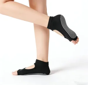 Custom Pilates Silicon Grip Open-toed Five-toe Anti slip Good Elasticity Ankle Socks Pretty Cotton Athletic Yoga Socks