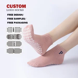 Custom Pilates Socks High Quality Pilates Anti slip Socks Custom Women’s Cotton Anti slip Grip Yoga Socks with Embroidered logo