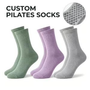 Custom Pilates Socks Personalized Grip Socks With Your Logo Multi Color Pack Non Slip Premium Combed Cotton Crew Socks
