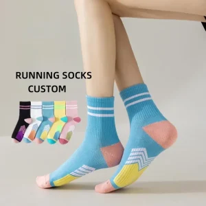 Custom Pilates Standard Cotton Crew Socks Men Women’s Youth Compression Moisture Wicking Bottom Outdoor Sports Running