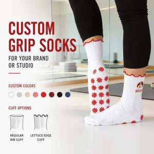Custom Pilates Yoga Snowman Ruffle Embroidery Gym Breathable Grip Cute Socks for Women