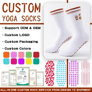 Custom Pink Grip Socks Non-Slip Knitted Jacquard Eco-Friendly Spring ODM Performance Yoga Socks for Men Women