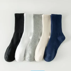 Custom Plain High Elastic Men’s Cotton Crew Sport Socks Knitting Tube Athletic Socks for Men