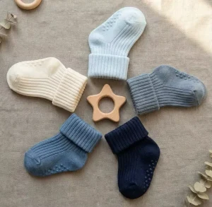 Custom Plain Ribbed NewBorn Baby Boy Socks 0-3 Y Nude Cotton Socks Set Neutral Color Floor Ribbed Anti-slip Toddler Socks