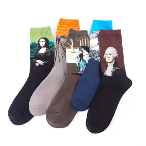 Custom Popular Printed Funny Cotton Casual Famous Painting Art Crew Patterned Designer Fashion Socks