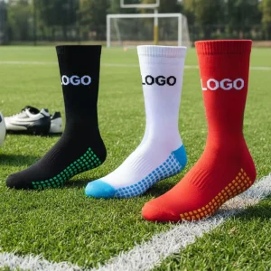 Custom Professional Cycling Sports Compression Stockings Football Socks Polyester Anti Slip Design Anti Bacterial Quick Dry
