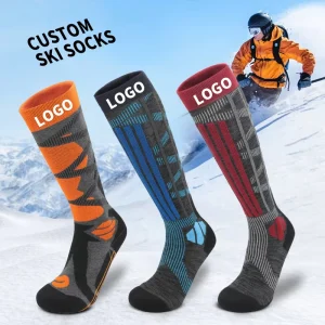 Custom Professional Non Slip Stretch Sports Socks Long Knee High Ski Socks Custom logo