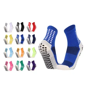 Custom Professional Thick Terry Sports Socks Anti Slip Grip Mid Calf Football Training Breathable Moisture Wicking Bulk