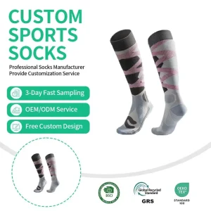 Custom Professional Winter Sports Socks Cotton Outdoor Knitted Knee Socks Thigh High Quick Dry