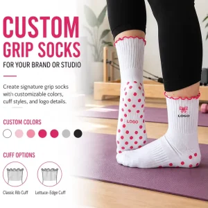 Custom SPORT Dots Grip Bow Embroidery Bow Pilates Yoga Socks Anti Slip Grippy Socks Premium