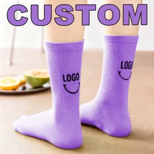 Custom School Children Summer Knitted Spandex Nylon Cotton Dress Crew Socks Band Novelty Cute Smile Bows Snagging Resistance