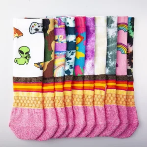 Custom Size Non Slip Colorful Cotton Knitted Custom Sublimation Kids Toddler Baby Socks For Boys And Girls
