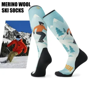 Custom Ski Socks Printing Thermal Knee High Winter Warm Merino Wool Skiing Socks for Men & Women