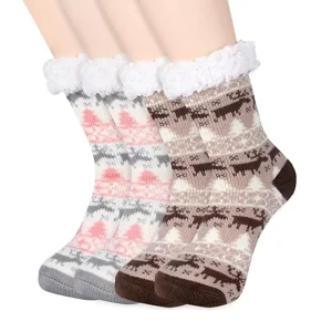 Custom Slipper Fuzzy Thick Warm Heavy Fleece Lined Winter Cabin Socks Christmas Stockings for Women