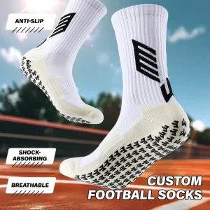 Custom Soccer Socks Anti Slip White Men’s Performance Sports Socks Football Grip Socks