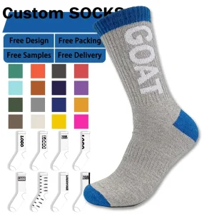 Custom Socks Cotton Custom Designer Logo Colorful Breathable Crew Socks