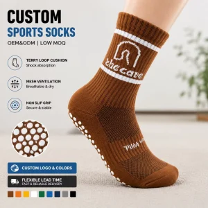 Custom Socks Low MOQ OEM ODM Non Slip Grip Socks Breathable Mesh Terry Cushion Athletic Sports Socks For Gym Outdoor Training