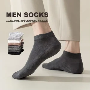 Custom Socks Solid Breathable Mesh Cotton Sweat Absorbent Anti Foul Men Ankle Socks for Summer Business Daily