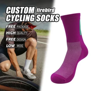 Custom Soft Cotton / Bamboo Fiber OEM Service Breathable & Comfortable Outdoor Sport Crew Cycling Socks