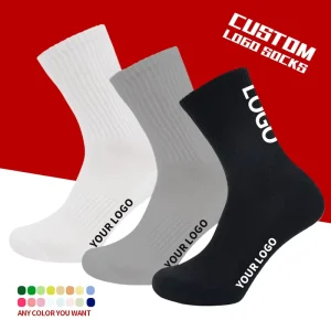 Custom Solid Color Logo Anti Slip Anti Bacterial Autumn Men’s Socks Terry Cushion Quick Dry