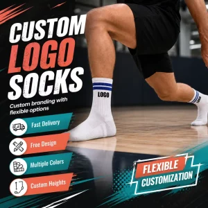 Custom Sport Cew Socks Classic Blue Striped Mid Tube Sport Socks Anti Blister Soft Knit Sport Athletic Socks Full Season