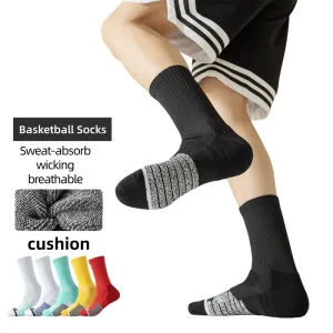 Custom Sports Basketball Socks for Men Crew Casual Premium Knitted with Cuff & Bottom Design for Adult