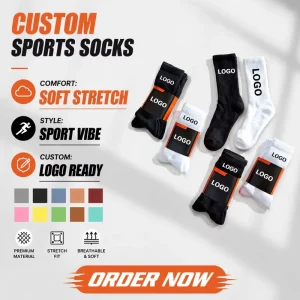 Custom Sports Crew Socks Breathable Plain Color Hand Drawn Bottom Autumn Calcetines Deportivos High Anti Bacterial Sweat