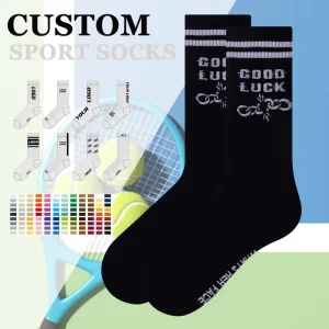 Custom Sports Socks Knitted Crew Sock for Basketball and Volleyball High Quality Athletic Crew Socks with logo