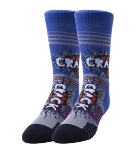 Custom Sporty Crew High Cotton Spandex Polyester Knitted Anti Slip Breathable Quick Dry Sweat Absorbent Anti Bacterial Socks