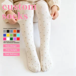 Custom Spring Breathable Cute Soft Polka Dot Children’s Knitted Stockings Pantyhose for Girls